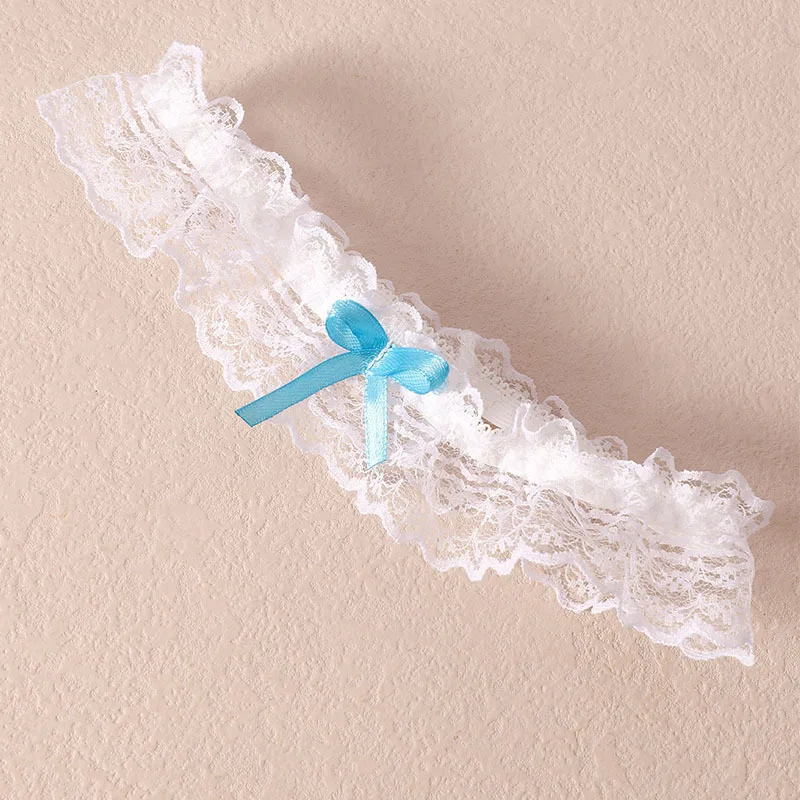 Wedding Bridal Garter Ribbon Bow Lace Ruffled Edge Elastic Brides Bridesmaid Leg Garter