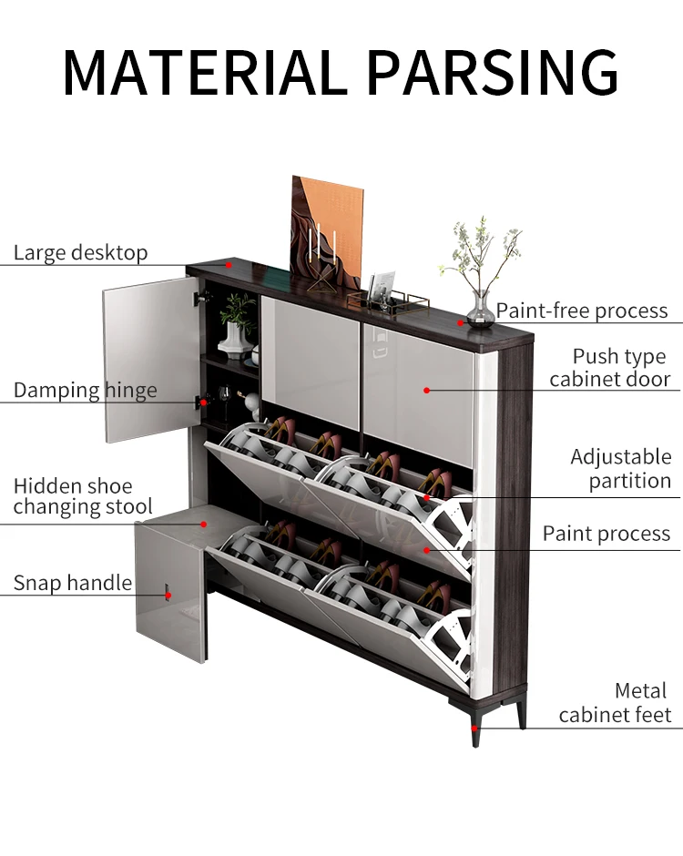 Manufacturers price high glossy hidden classic tipping bucket shoe storage cabinet for doorway shoe racks