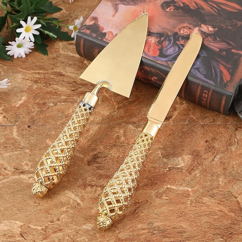 2pcs Metal Cheese Pizza Gold Cake Knife and Shovel Sets