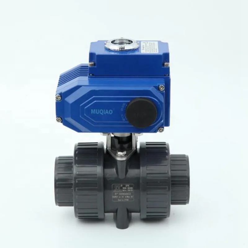 1/2in-4in 12v 24v pvc rotary actuator electric valve electric motorized remote control  two ways straight type plastic UPVC ball
