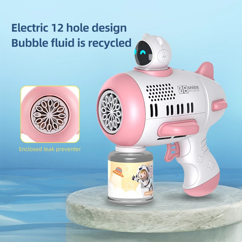 12 Holes Bubble Machine Guns Batteries Or Usb Charging Aircraft Bubble Blower Machine Plastic Bubble Gun for Kids