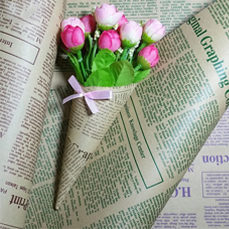 2020 ins style flower paper wrapping novelty vintage kraft flower wrapping paper for 30sheets