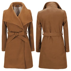 Winter New European And American Woolen Coat Slim Long Woolen Coat Women