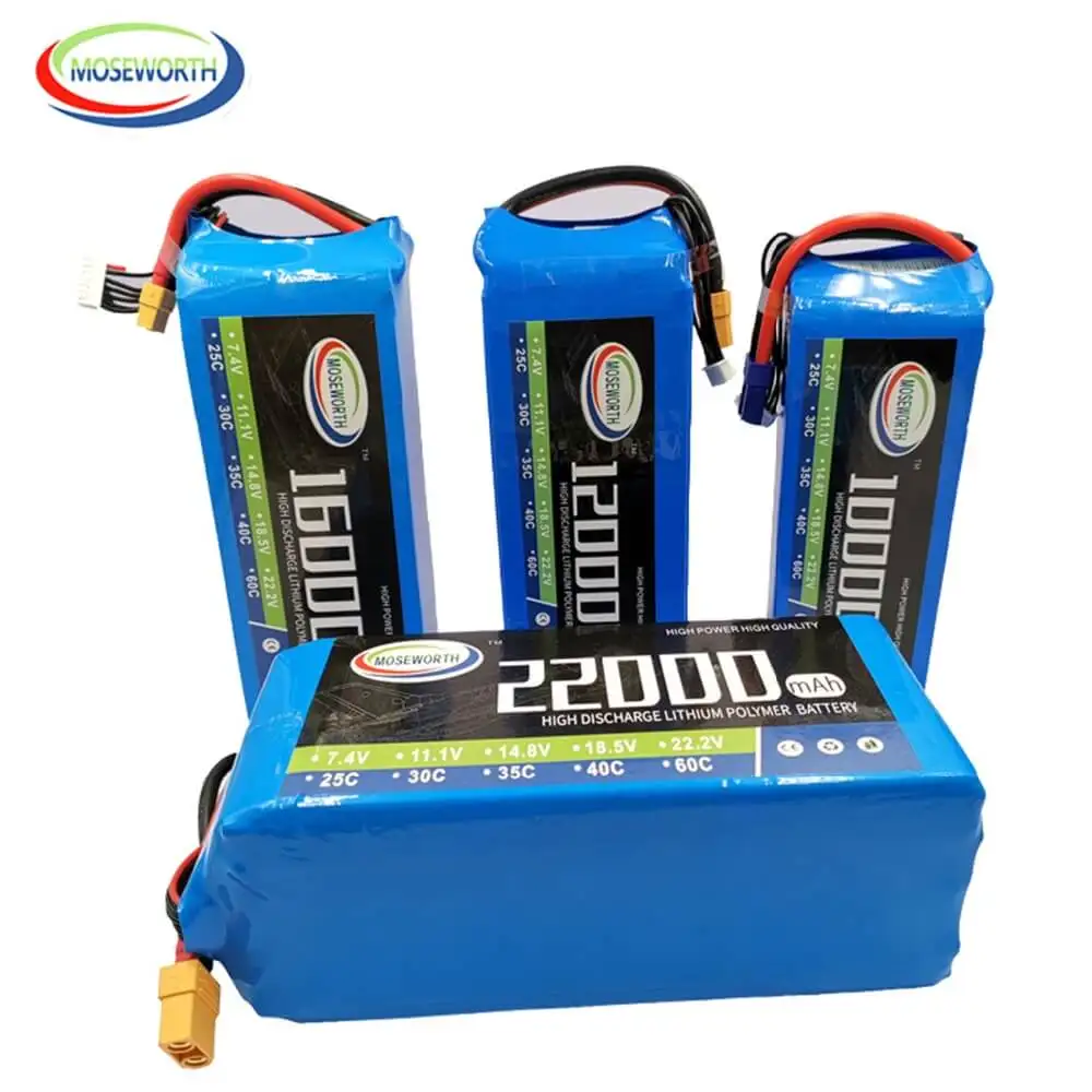Wholesale price 22.2V 6S 10000mAh 12000mAh 16000mAh 22000mAh 25C 30C Grade A RC LiPo Battery for Car Agricultural Spraying Drone
