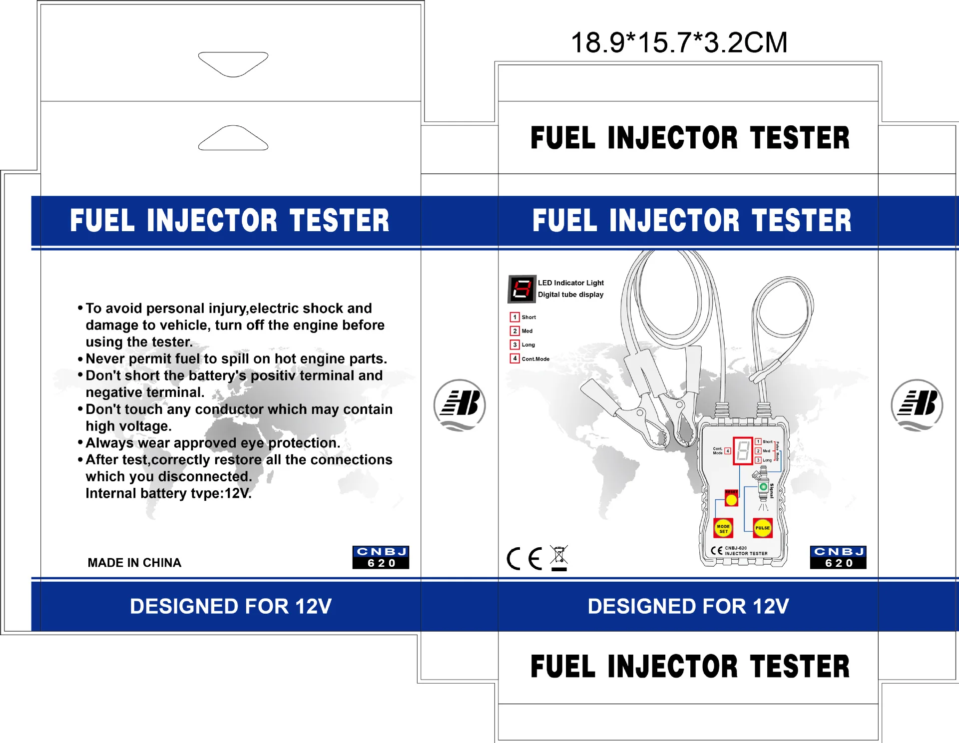 Auto Fuel Injector Tester 12 V 4 Pulse Modes Car Vehicle Fuel Pressure System Diagnostic Scan Testing Tool Cleaning Tool Kit