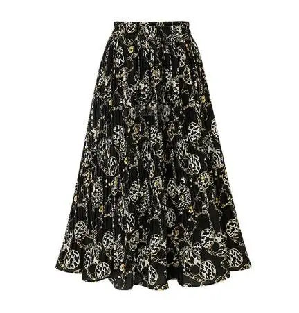 Factory OEM ODM Girl Skirt Women Summer Pleated  High Waist Chiffon Print Women Skirt