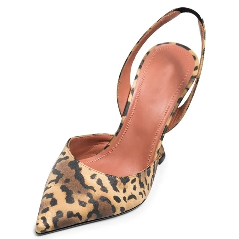 
Leopard Dazzling Mixed Color Slingback Women High Heel Shoes Stiletto Fashion Pumps Kitten Heel Women Dress Shoes Plus Size 46 
