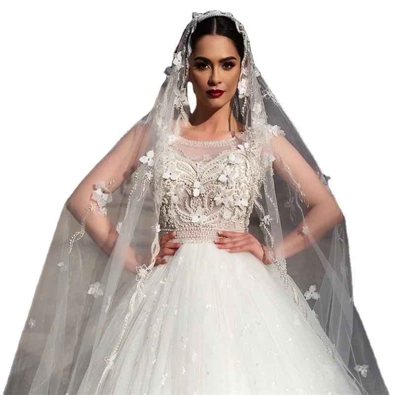 2023 Heavy Beaded Bridal Gown New Ball Gown Wedding Dress Lace Bridal Dress Plus Size Wedding Gown Africa Wedding Dress A192