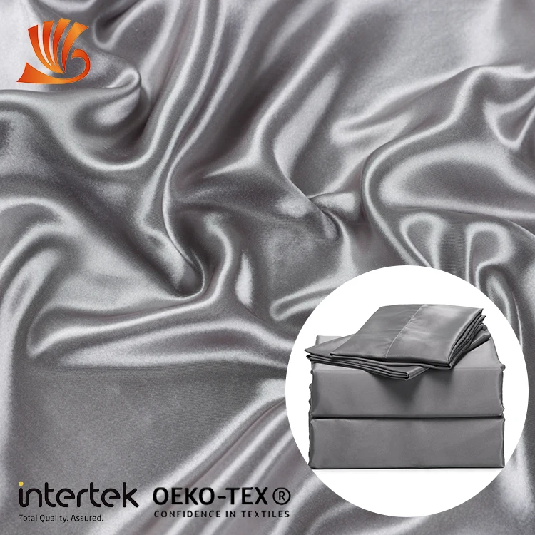 Текстильное постельное белье 100% полиэстер микрофибра черная атласная ткань экологически чистая цена за метр