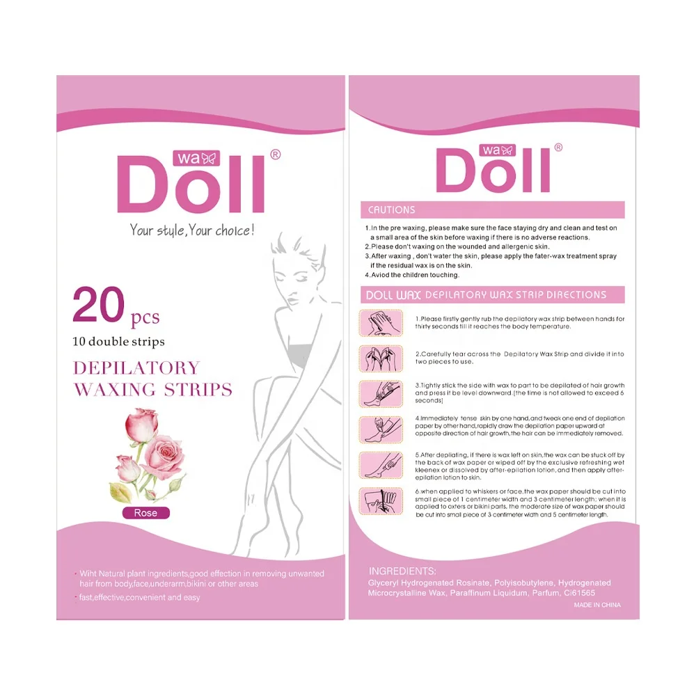 Custom Private Label rose honey azulene pink coconut  Depilatory Body Wax Strips for legs arms bikini hair removal