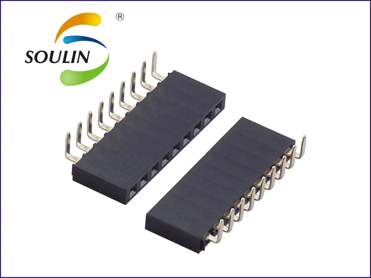 Однорядный прямоугольный штырьковый провод для платы с разъемом «мама», шаг 1,27 мм, 2,54 мм