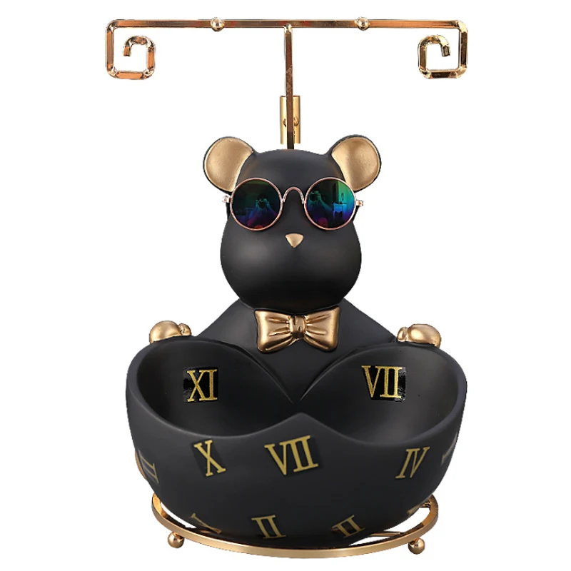 Creative Bear Statue Storage Box Nordic Home Decor Living Room Table Decor Snacks Storage Tray Figurines Crafts With Glasses