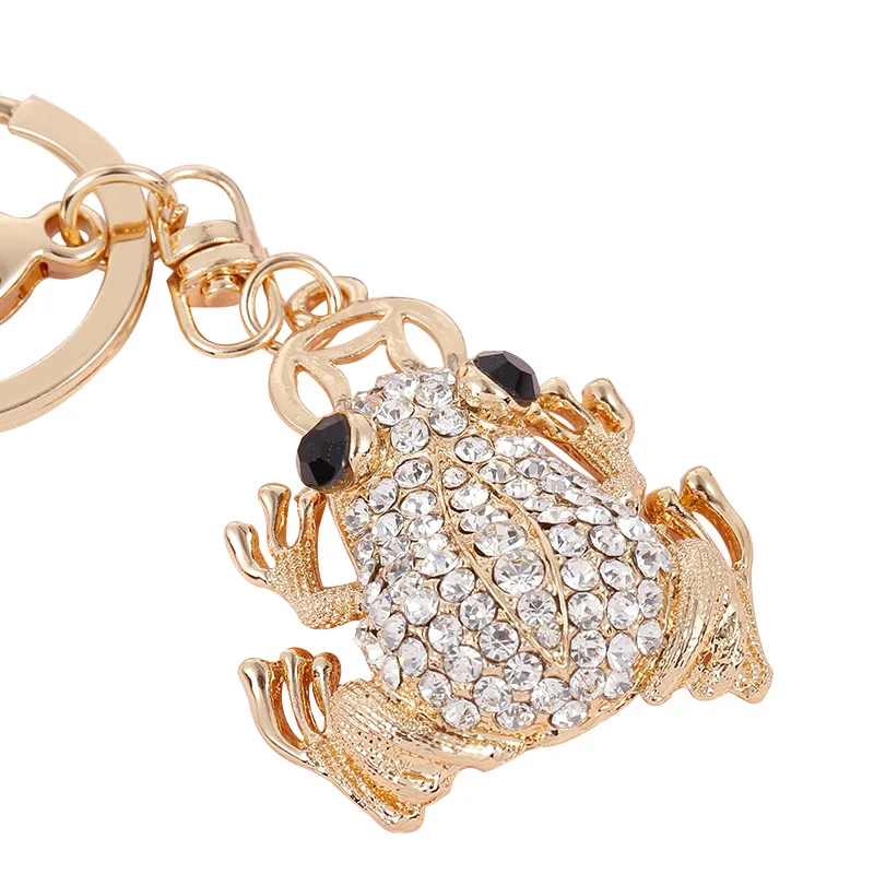 Professional made diamond toad frog trendy style keychain pendant cute women keychains