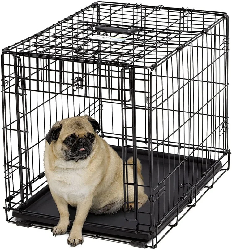 Customize Two Door Stacking Inside Stainless Metal Welded Wire Mesh Breeding Pet Kennel Crate Dog Cage For Dogs Collapsible