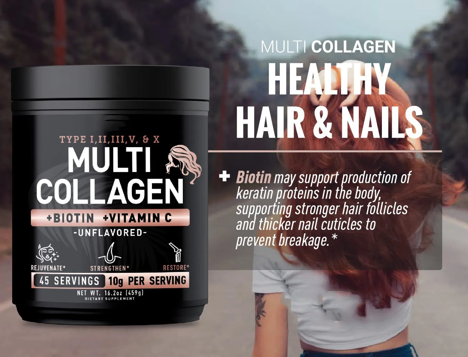 Wholesaler OEM best selling Sugar free Multi Collagen Peptides Protein Powder with Vitamin C powder for Hair Skin and Nails