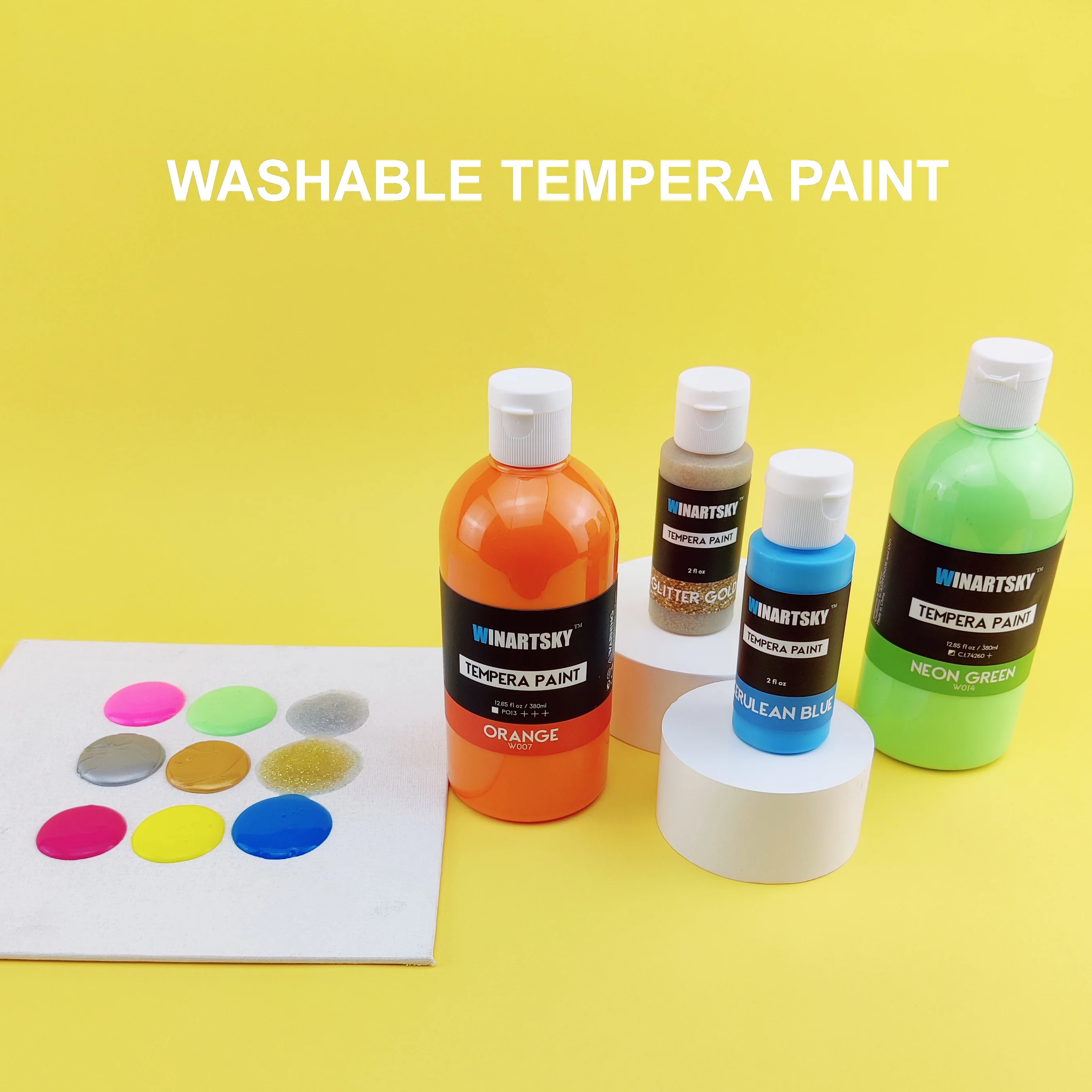 Liquid Poster Paint with 3 brushes 18 Colors Washable