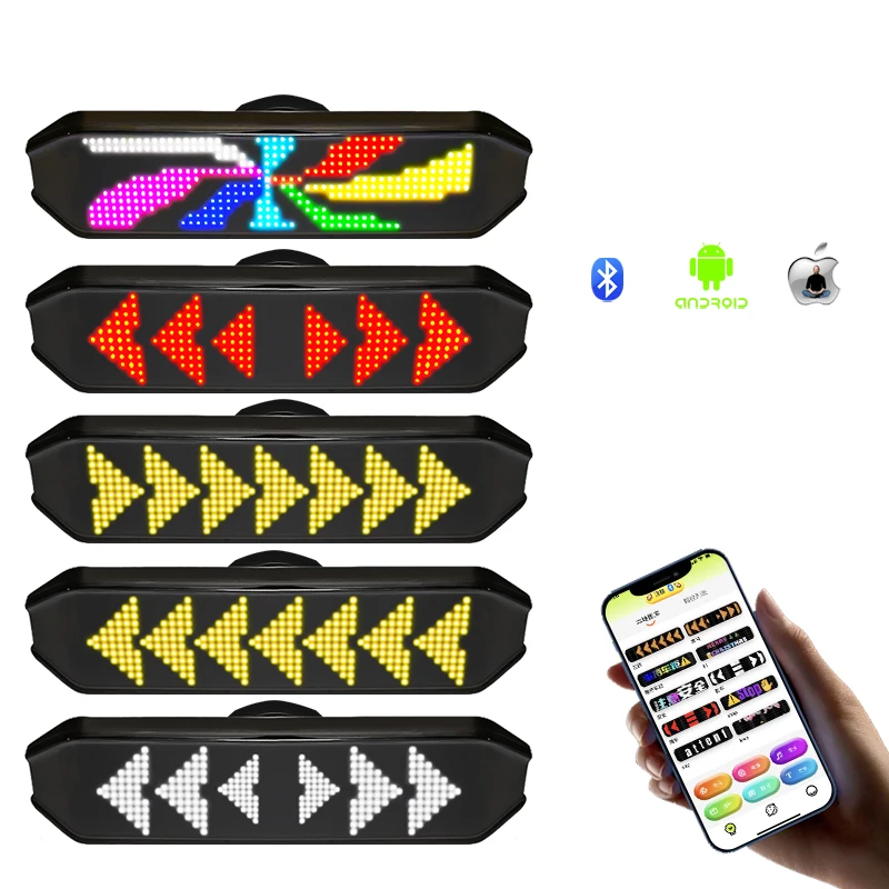 GrownsAPP Programmable Car LED Strip Light Display Screen Remote Button Messages RGB Lighting Motorcycle Sign