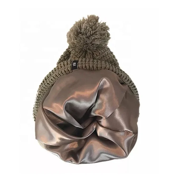 Custom sublimation beanie satin lined cap blank beanies spandex rayon hat slouchy beanie wholesale