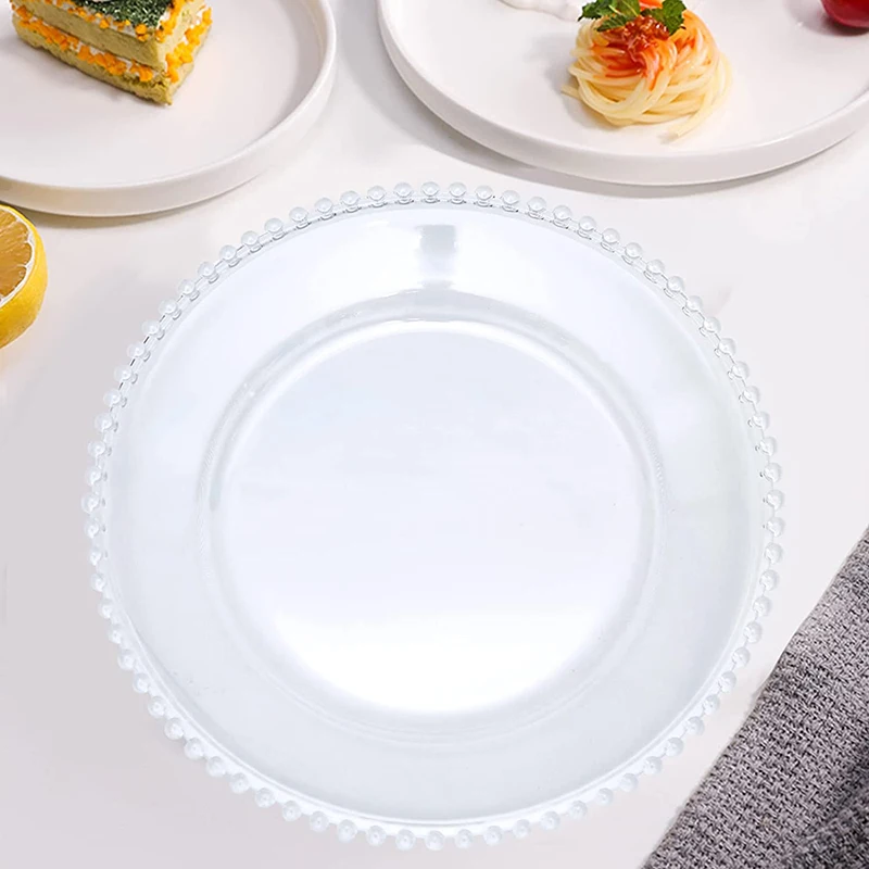 Factory Clssmic  plastic melamine plate clear beading rimmed charger plates wedding for restaurant tableware