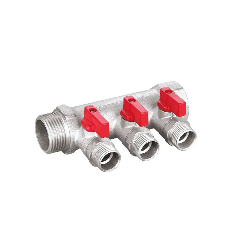 Brass Ball Valve Compression Manifold With Connector For Underfloor Heating System Water Supply