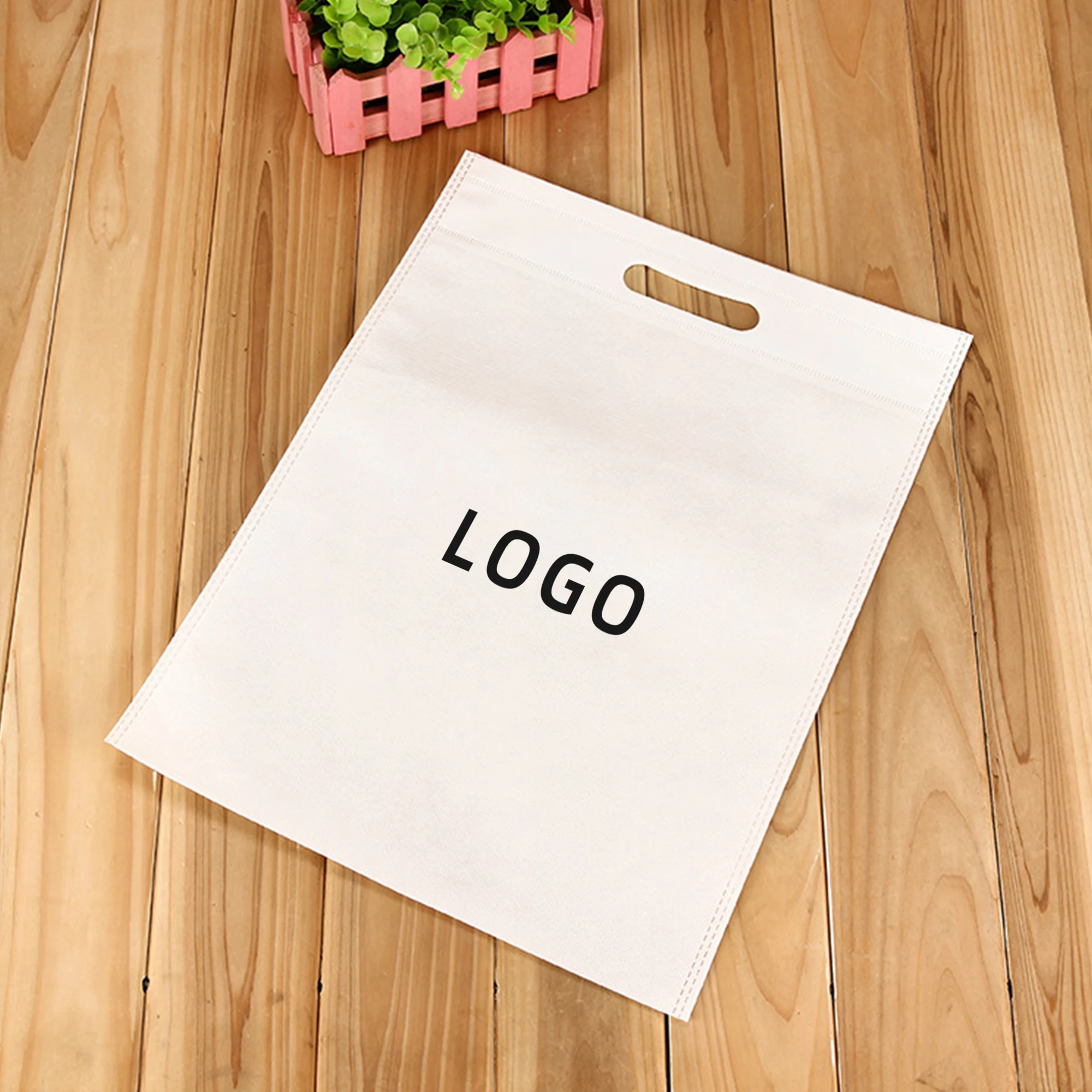Eco friendly custom logo advertising non-woven bag nonwoven U Cut bag non woven Die Cut shopping Bag with logos