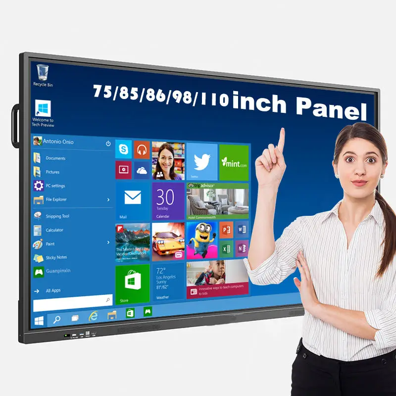 65 75 86 Inch Interactive Monitor Smart White Board Touch Screen Whiteboard All In One Monitor For University Classroom