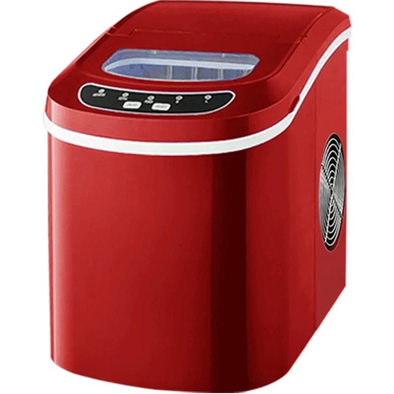 Household Red Mini Ice Cube Maker Automatic Round Ice Making Machine 12kg