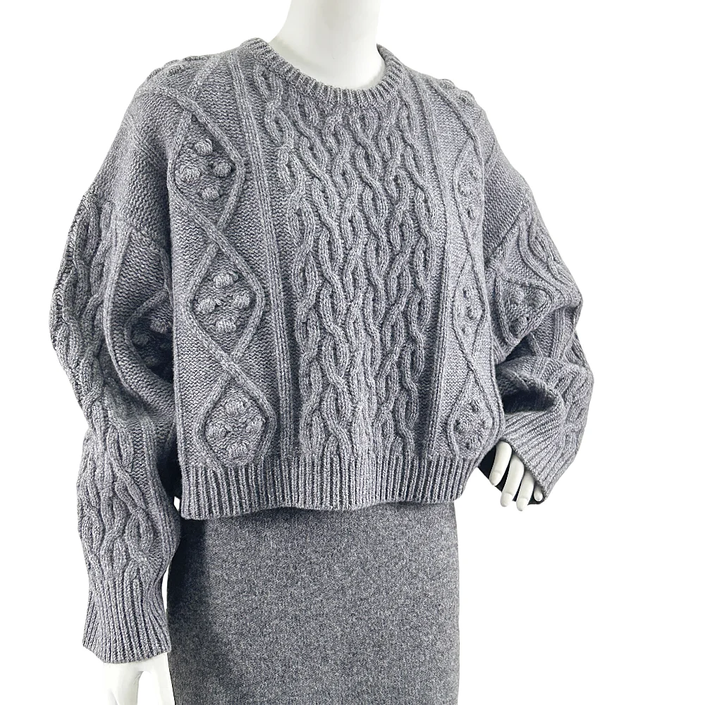 Custom Pattern Designer Oversized Sweater Women Casual Style Oversize Knitted Crew Neck Pullover Women Sweater