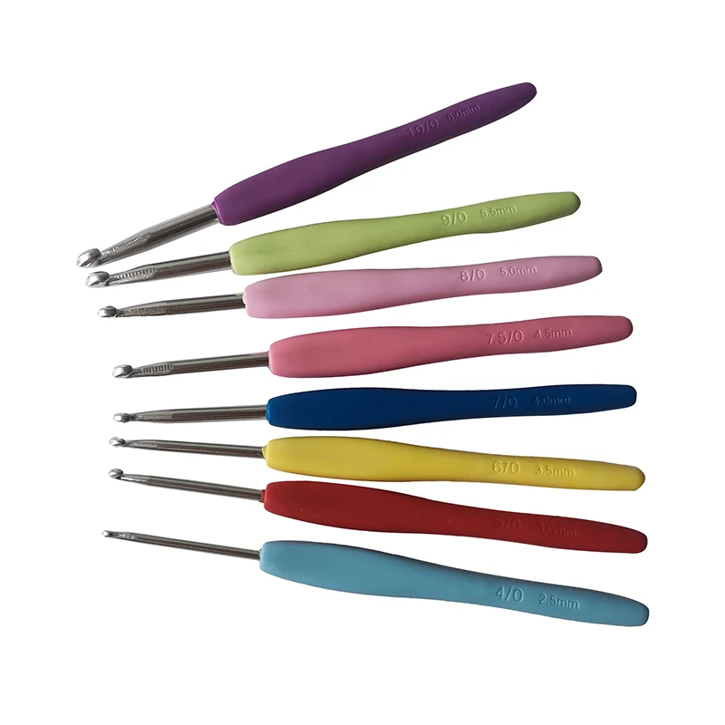 Hot sales knitting needles 53pcs/set Silicon Handle Aluminum crochet hooks Handicraft embroidery crochet hook set