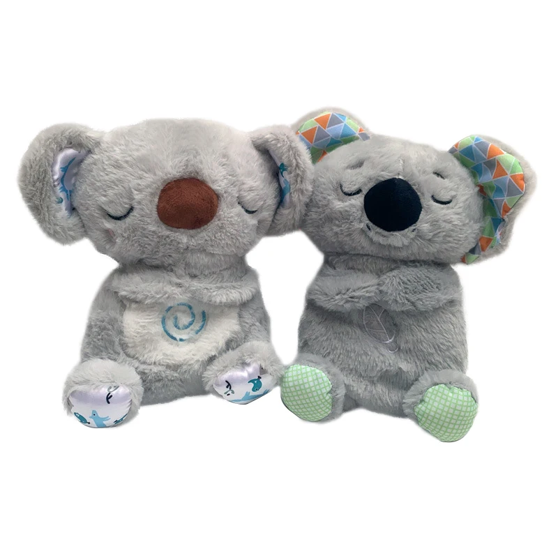 Hot selling cute breathing glowing musical koala soothing plush toy baby sleeping artifact sleeping doll