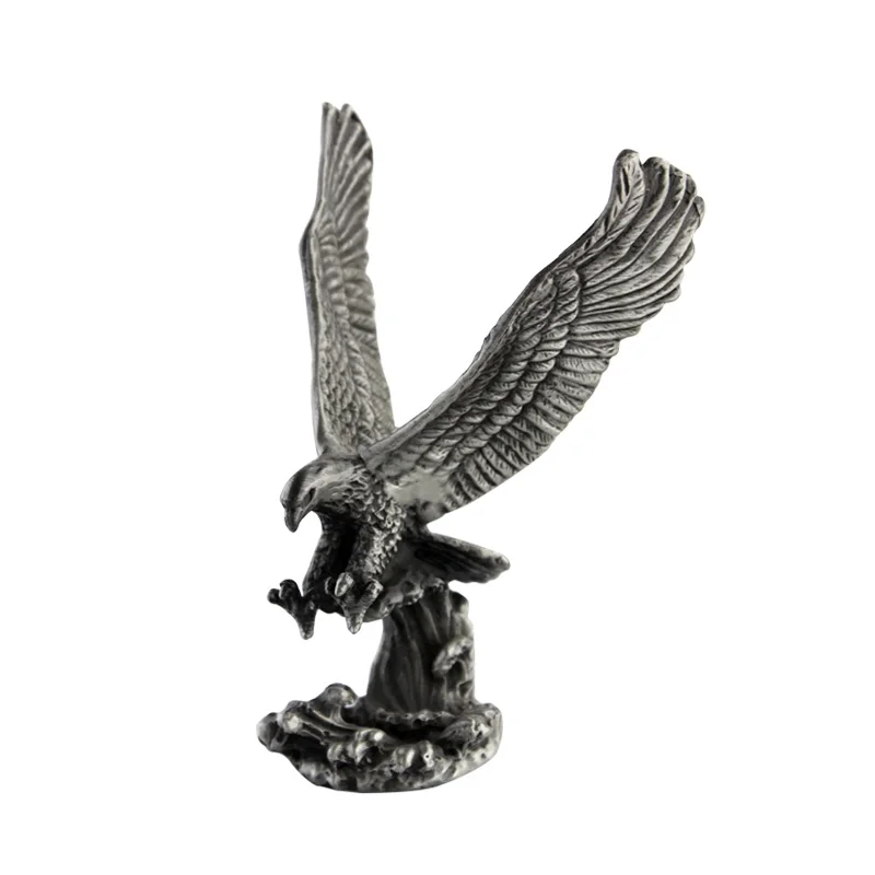 Hot Sale Pewter Alloy Eagle Statue Small Animal Customized Figurine Metal Falcon Ornaments