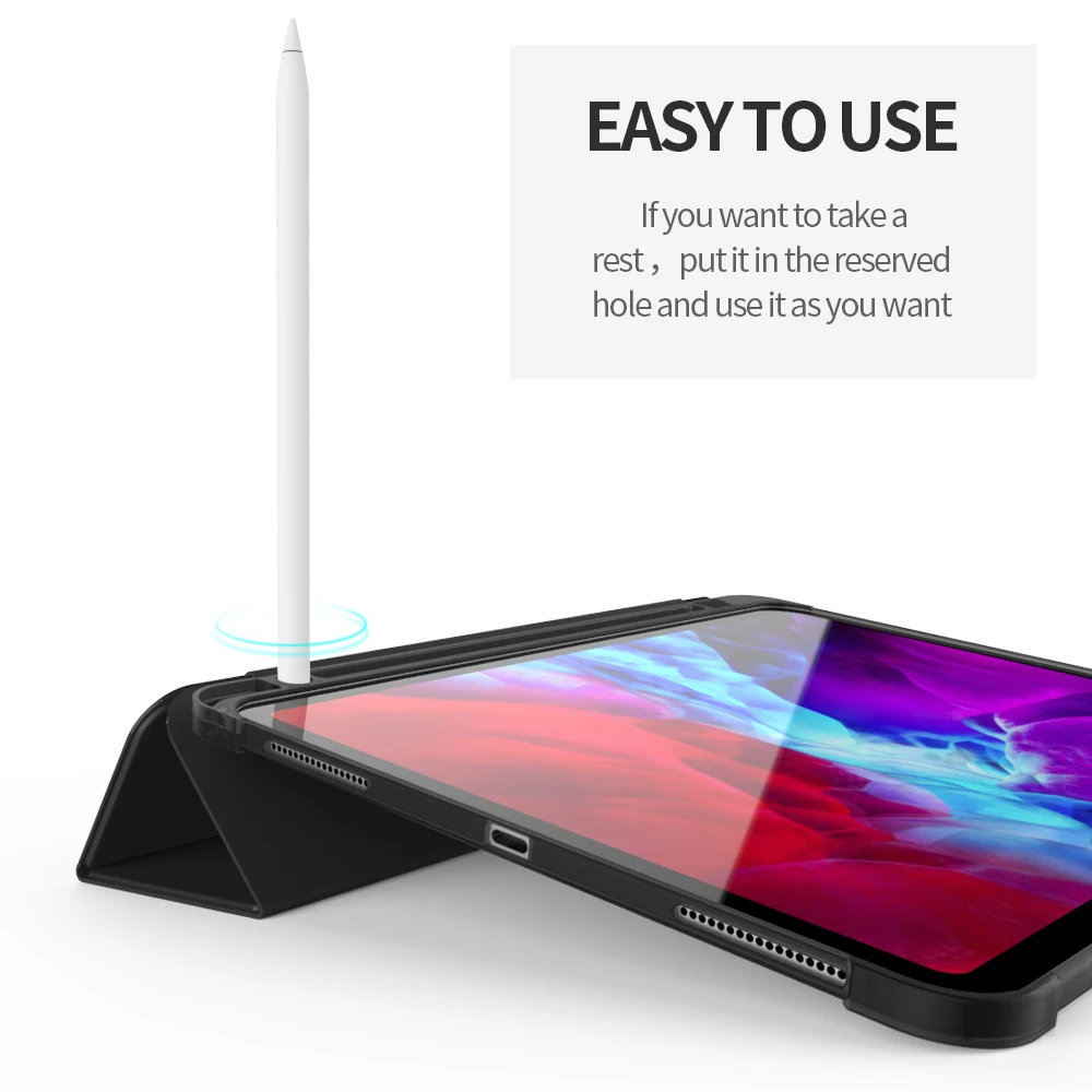 Best Quality TPU PU Three Folding Case For IPAD PRO 12.9 2020 Tablet Cover