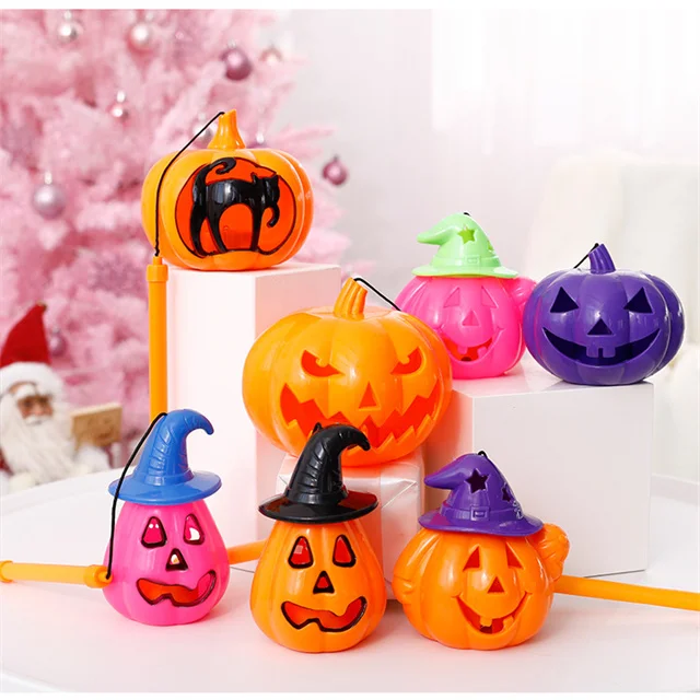 Mini Halloween Portable Pumpkin Bucket Halloween Luminous Pumpkin Candy Bucket Treat or Trick Sugar Bag for Children