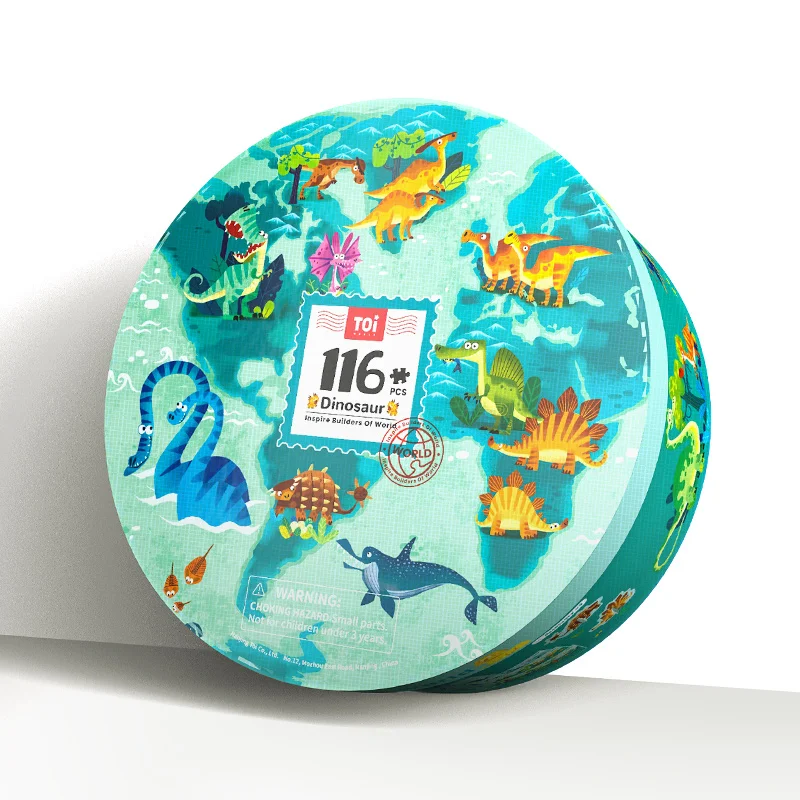 
Toi Children Early Educational Kids Colorful Cartoon Interesting Animals dinosaur 116 Pieces Paper Jigsaw Puzzle Game Toys 