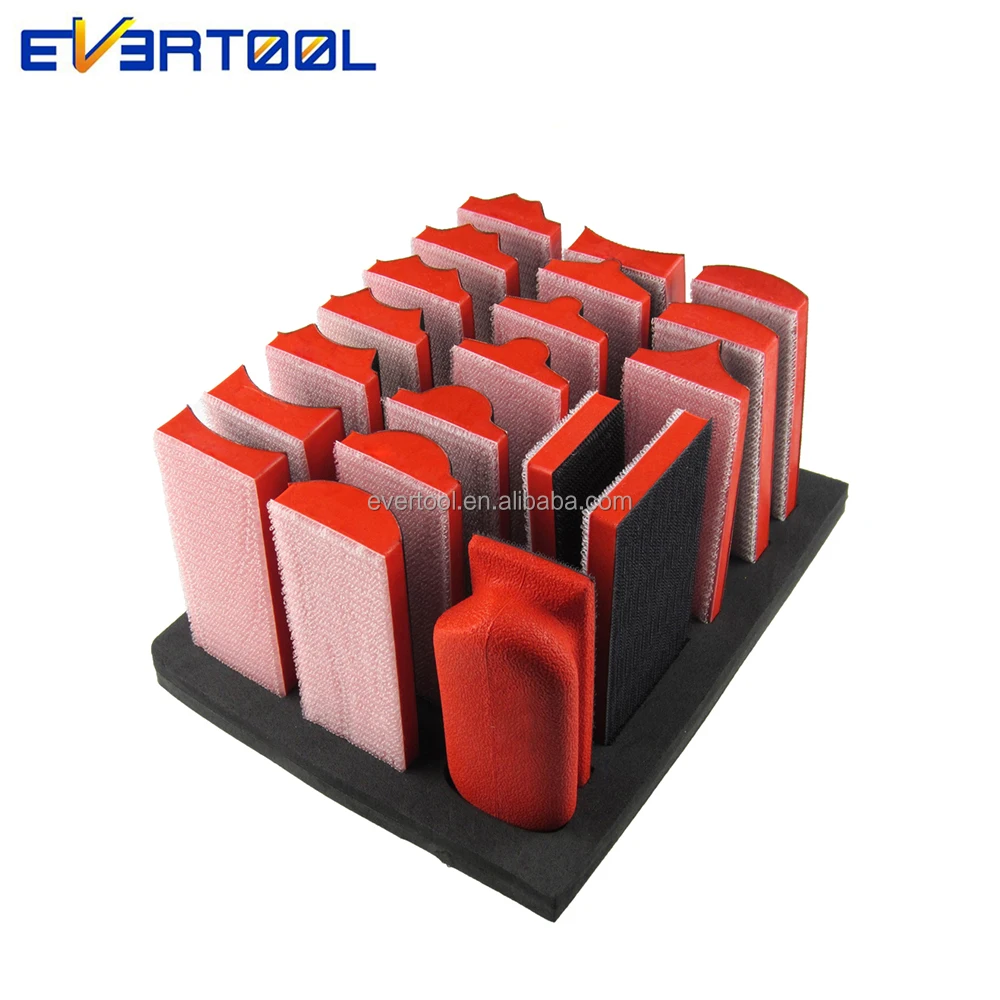 EVERTOOL 20pcs/set Abrasive Tool Sanding Pad Environment-friendly PU Hand Sanding Block Kit Backing Pad