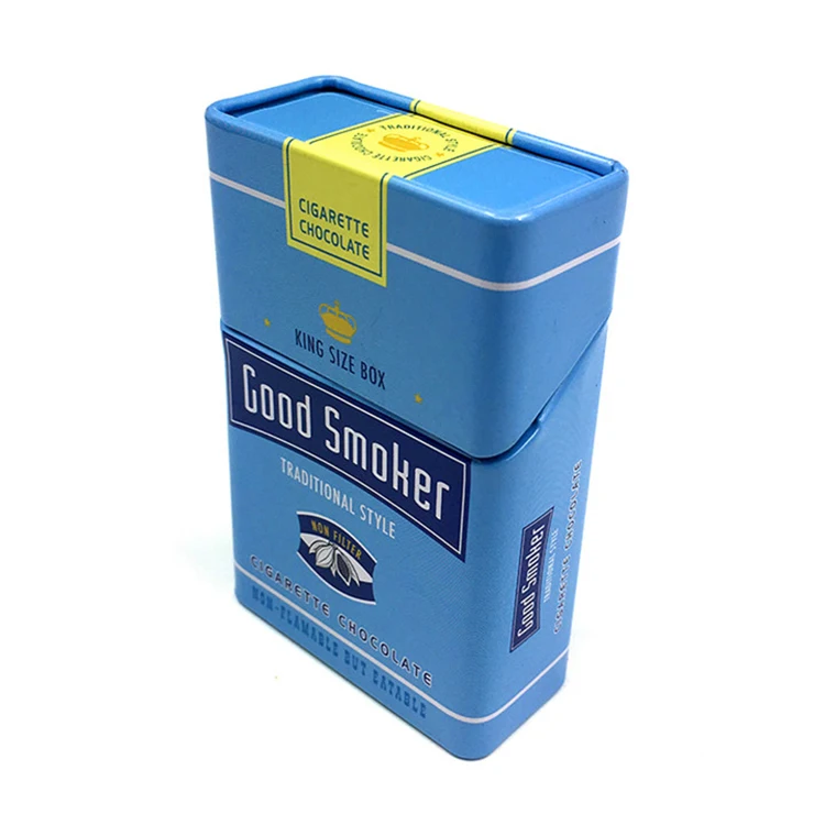 New Arrival High Fashion Custom Print Squared Plain Cigarette Pack Tin Box With Hinged Lid Wholesale