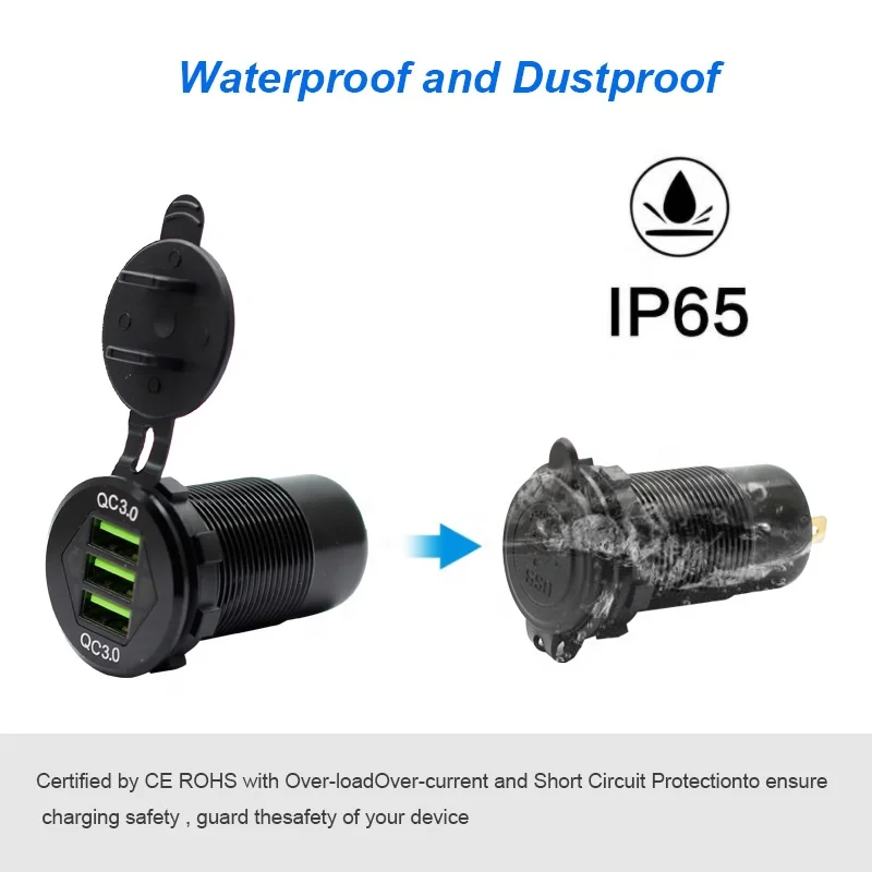 12V/24V 36W QC3.0 USB Charger Socket USB Outlet Fast Charge 3 USB 3.0 Car Charger