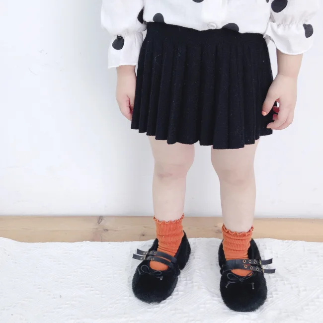 
KS1897 Wholesale girls skirt solid color pleated girl knit skirt 