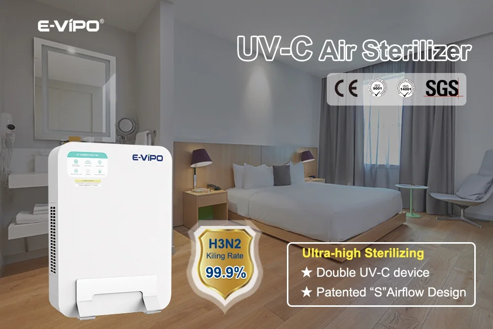 E-VIPO Uv Air Purifier Photocatalyst Decomposition Formaldehyde For Home School Clinic Hospital UV-C Air Disinfection System