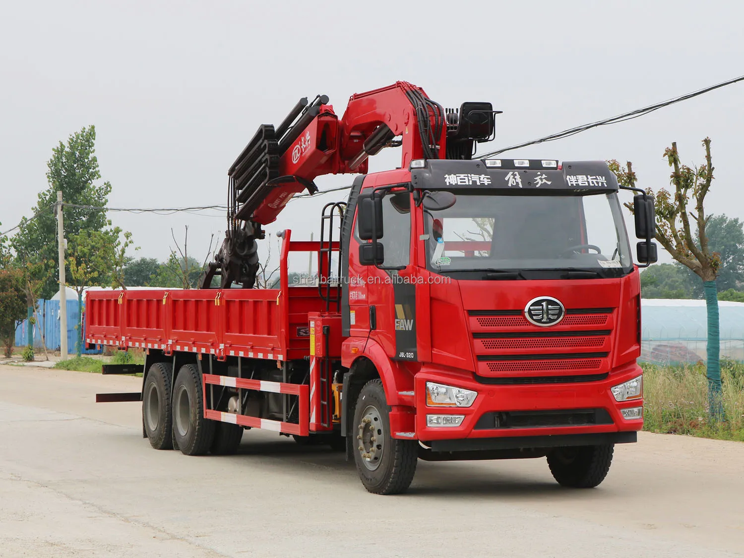 China Brand FAW 6x4 Cargo Truck Mounted Crane Shenbai 12Ton 16Ton 20Ton Hydraulic Knuckle Boom Crane with Grapple