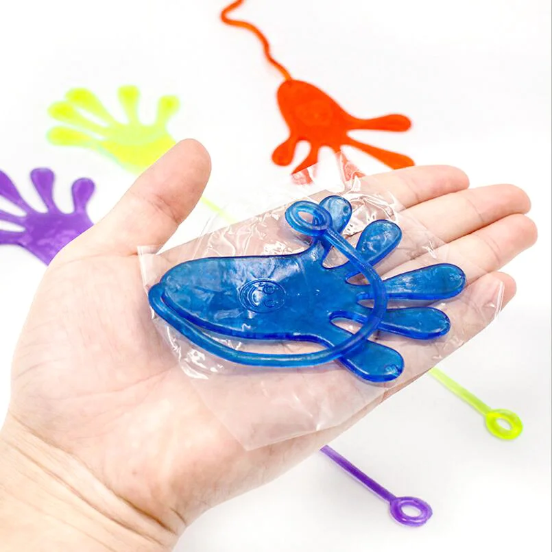 Promotional sticky hand toys,colorful TRP hand toy for kids