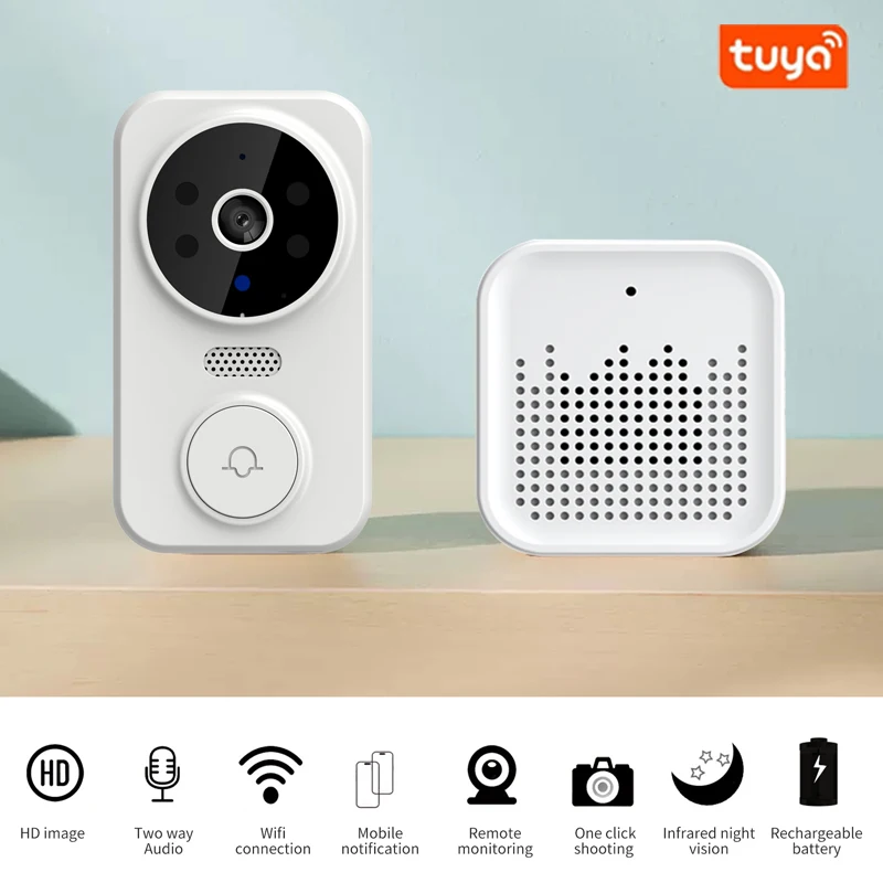 Tuya Home Video Smart Wifi Doorbell Camera Wireless Doorbell with Camera Wireless Ring Doorbell