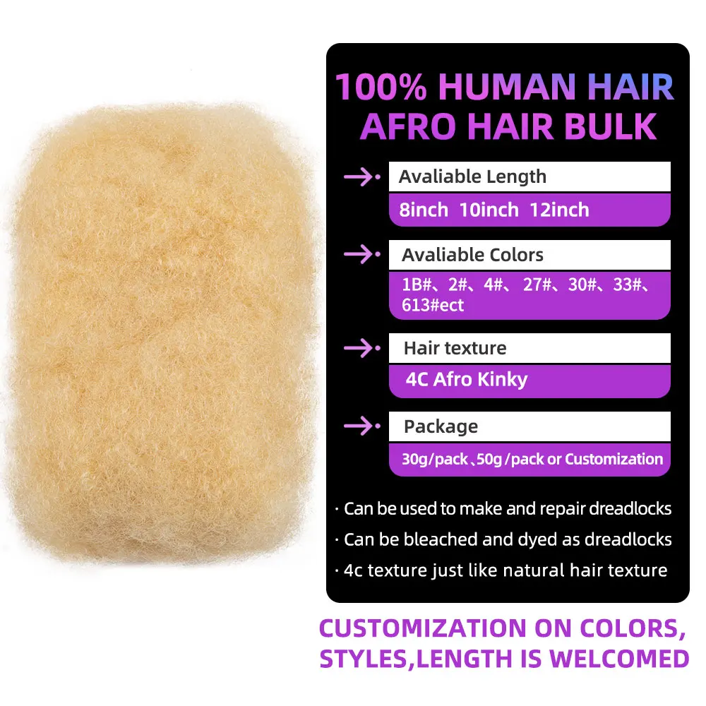 BLT 2024 New Arrivals Afro Kinky Bulk Human Hair 613# Length Extensions Near Me for Micro Twist Styles on Sale