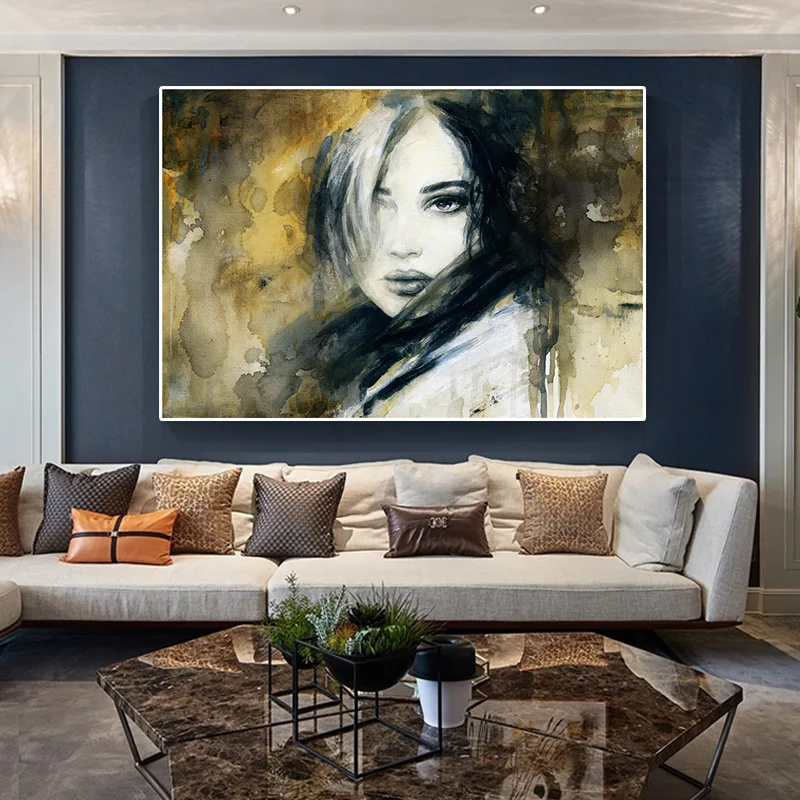 Abstract Black And White Girl Canvas Paintings Graffiti Woman Wall Art  Posters And Prints Picture For Living Room Home Deco