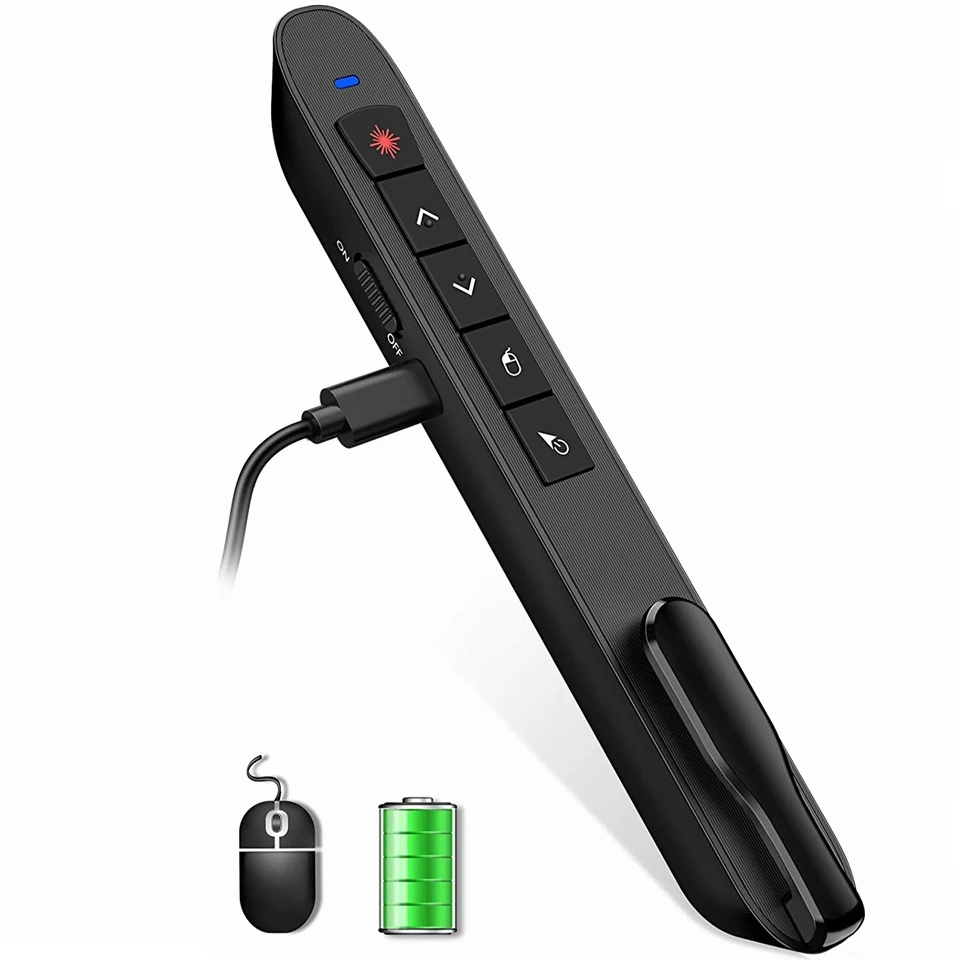 2.4G RF Wireless Presenter PPT Presentation Rechargeable Red Laser page turning pen Remote Control Air Mouse PowerPoint Clicker