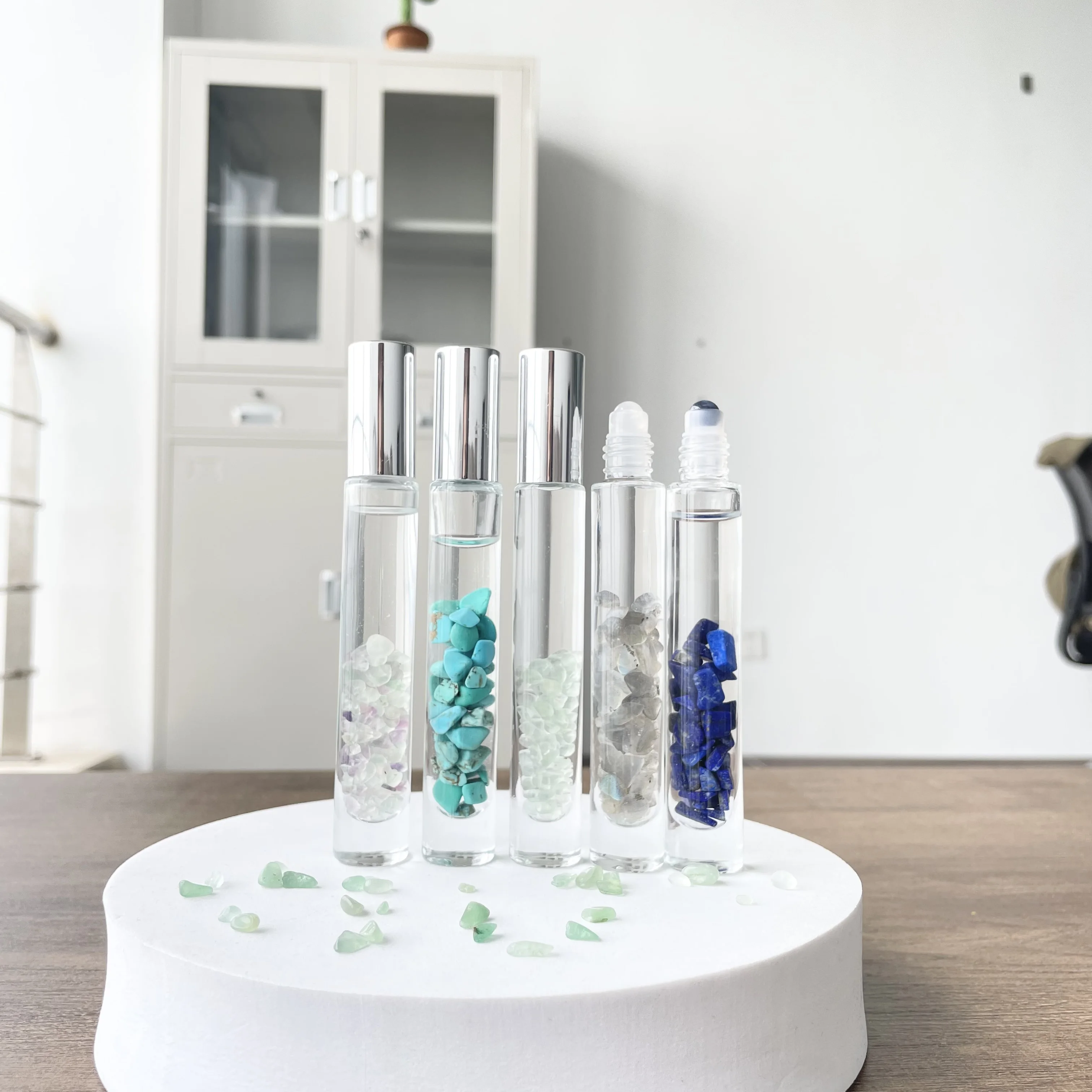 Bottle For Perfume Essential Oil Deodorant Cosmetic with Stainless Steel Metal Roll On Ball Include Opener Funnel Essential Oil