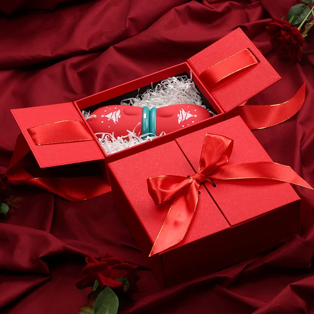 wholesale custom wedding jewelry mug valentines day paper packaging box wallet double opening gift box with ribbon