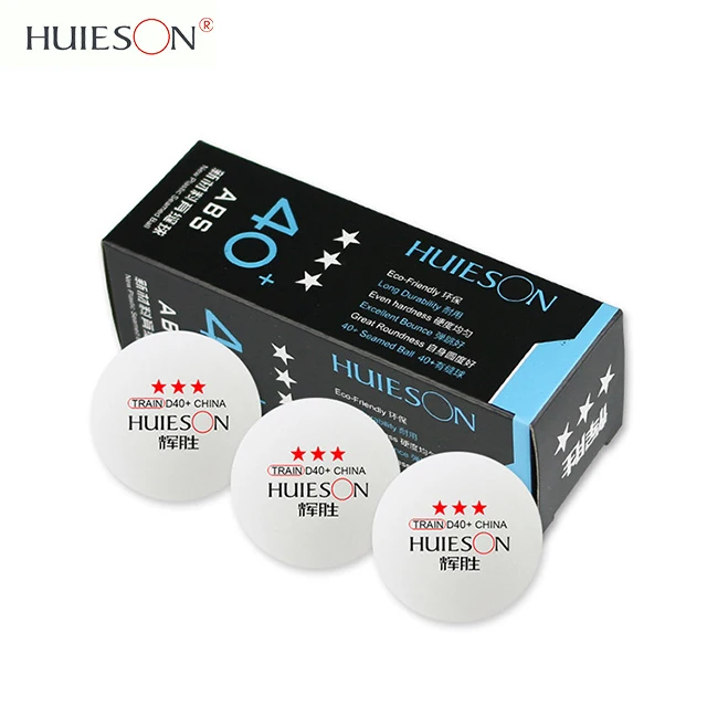 
HUIESON OEM Custom Printing Logo Box Packed Plastic 40+ New Materials ABS Professional 3 Stars Ping Pong Ball Table Tennsi Ball 