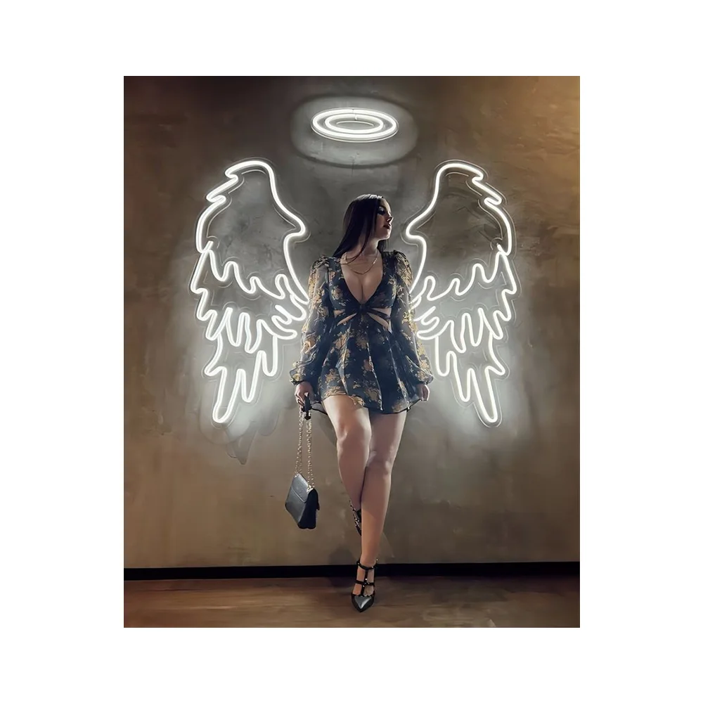 Winbo Led Neon Sign Custom Angel Wings Drop Shipping Led Letter Neon Wings Signs Flex Light Custom Led Neon Sign