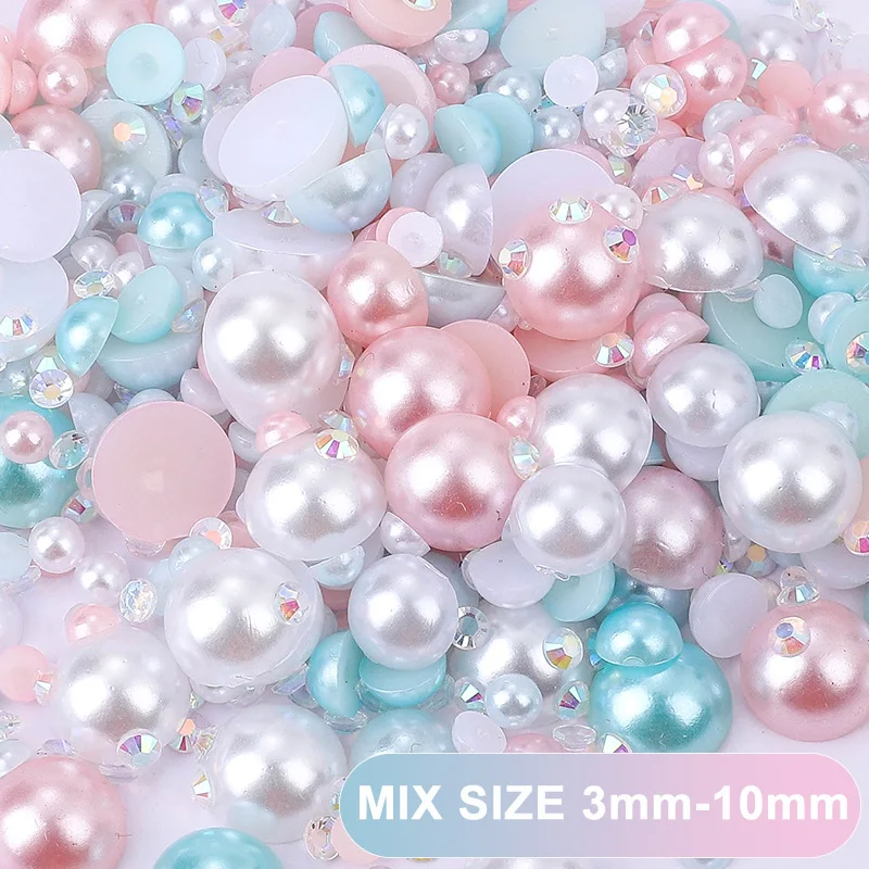 Juli Wholesale 2mm 4mm 6mm 8mm 10mm 12mm Beige AB Color Flatback Pearl Beads Half Round Pearl For Dress